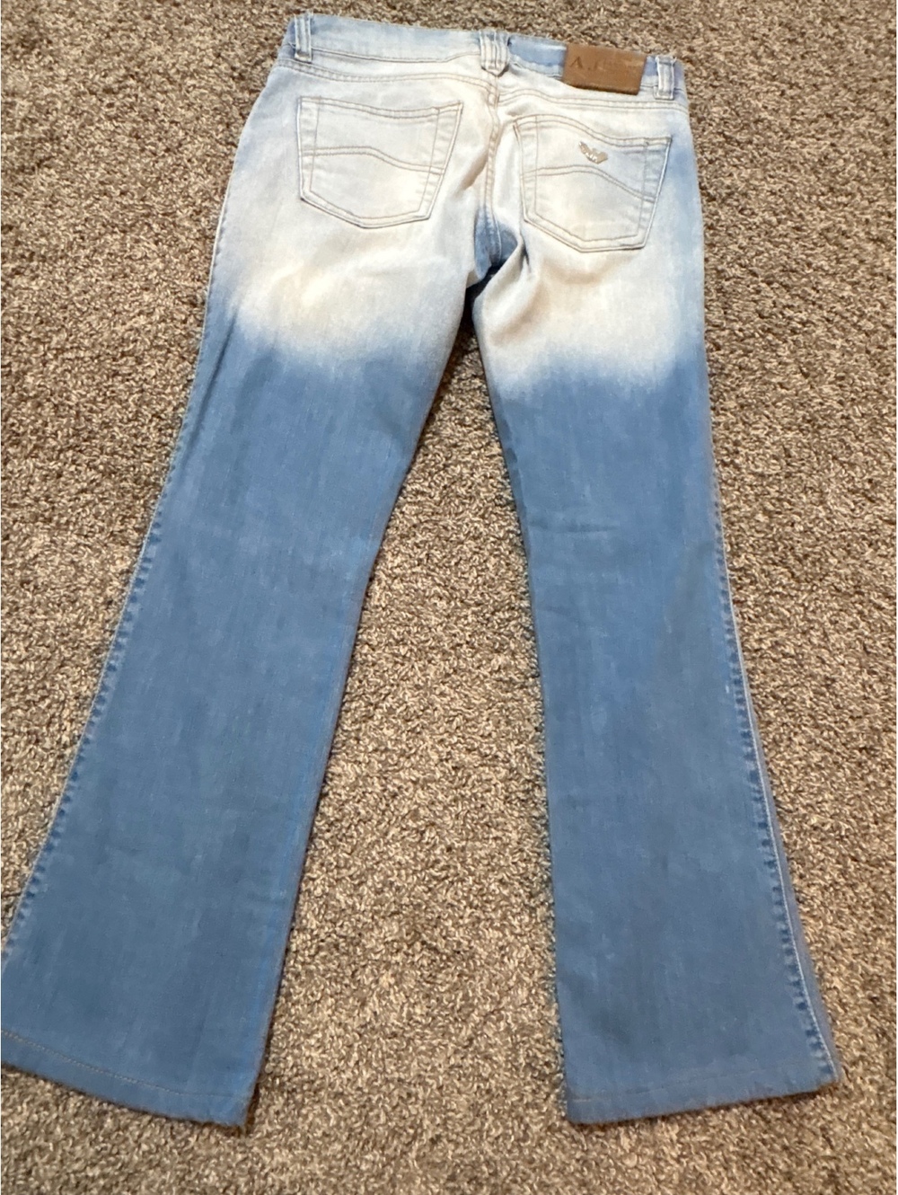 Vintage Armani Jeans Y2K Ombre Dip Dye Flares Light Wash Waist 30 (Tag 28) Italy